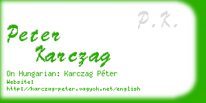 peter karczag business card