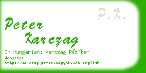 peter karczag business card